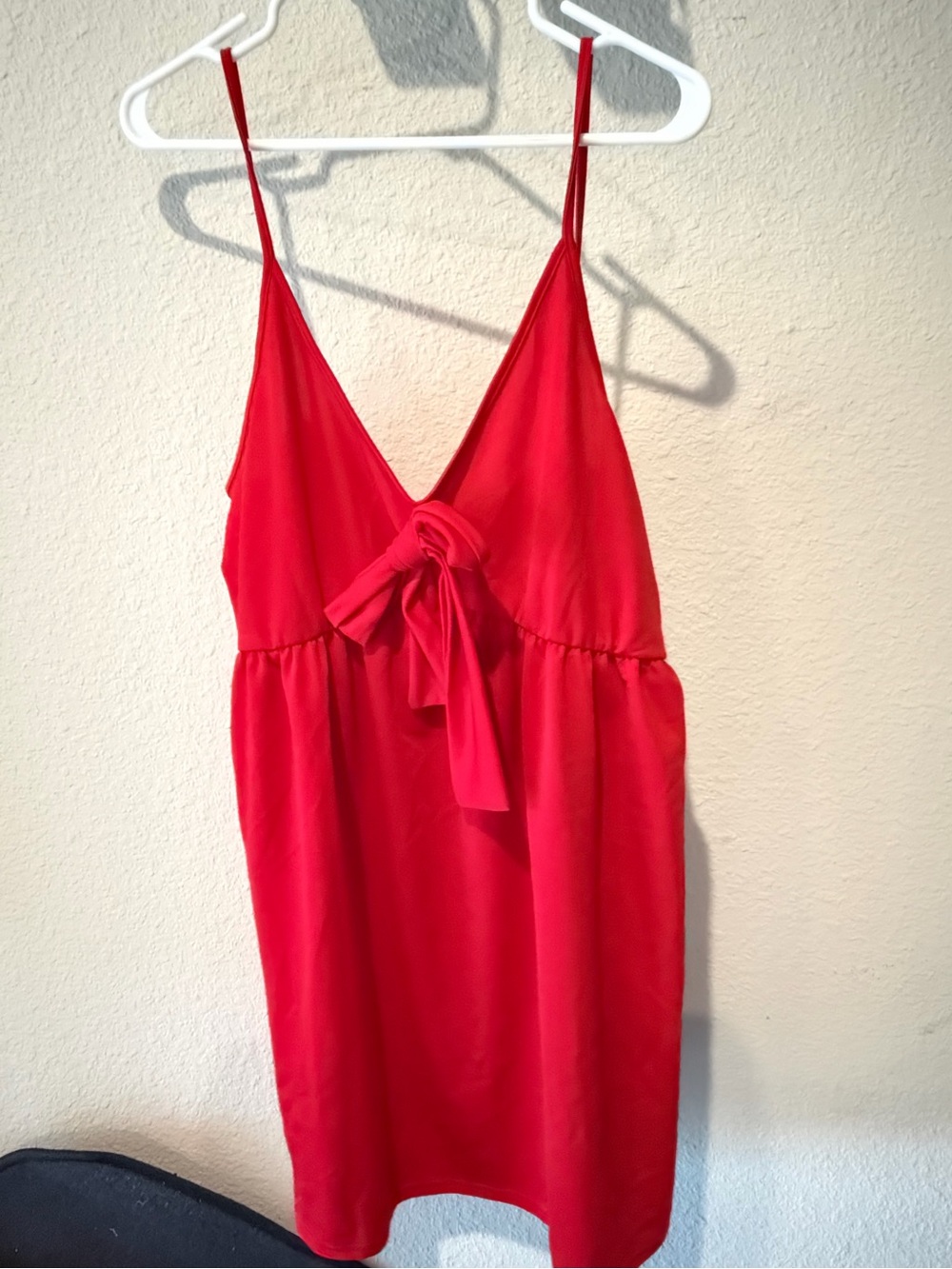 Boohoo Plus Red Tie-Front Spaghetti Strap Mini Dress